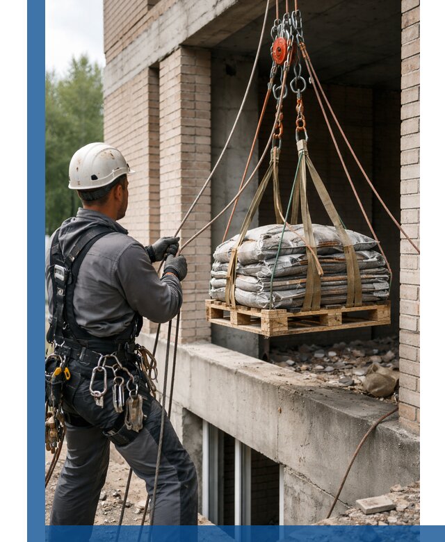 Подъем материалов на этаж веревками в Белгороде оперативно