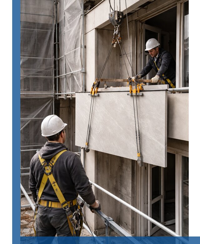 Подъем керамогранита на этаж в Белгороде грузчиками и техникой