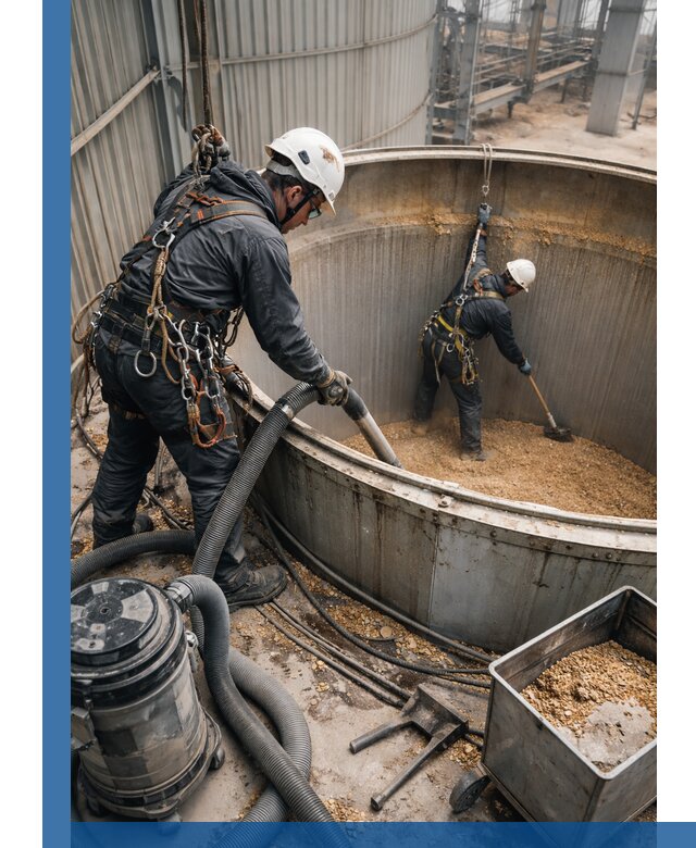 Профессиональная чистка зерновых бункеров в Белгороде с выездом