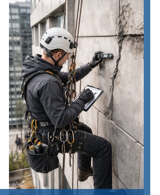Обследование фасада альпинистами в Белгороде от 125 р. | ВЫСОТНИК-Блг