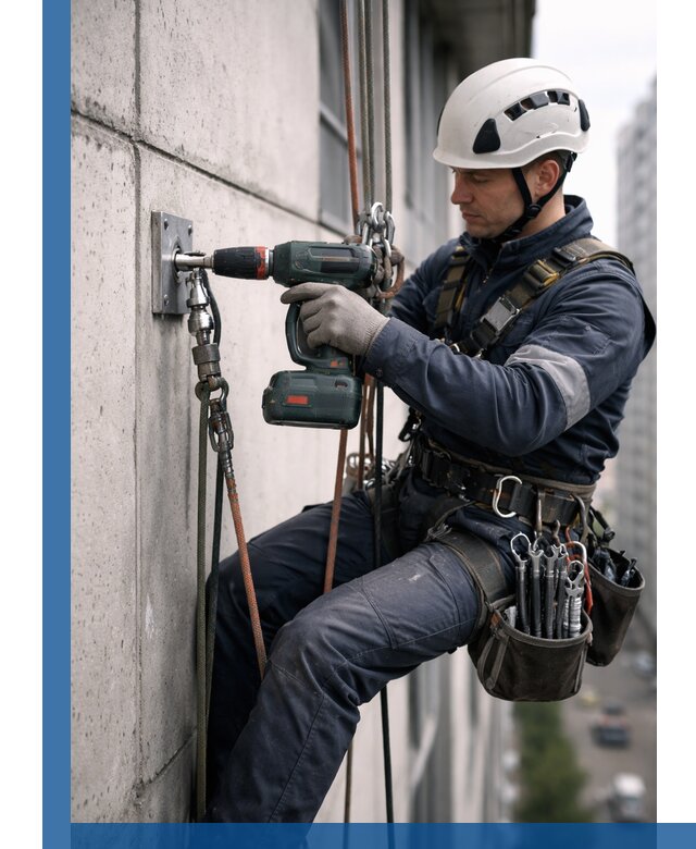 Установка анкерных точек для высотных работ в Белгороде